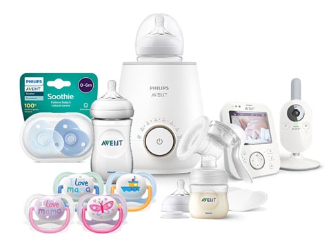 Barnprodukter för spädbarn: nappflaskor, smart babyvakt, nappar, bröstpumpar