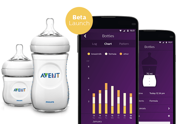 baby bottles with app on phone