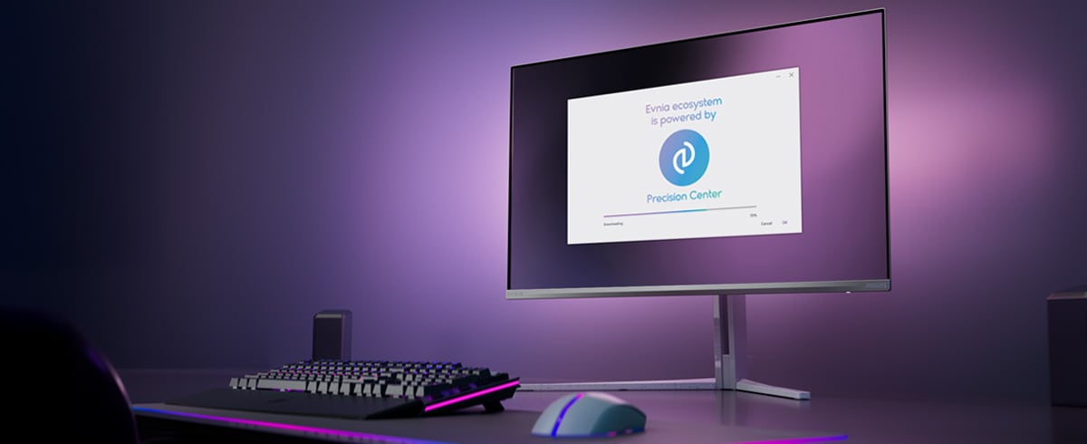 "Philips Evnia-skärm uppsatt för Precision Center