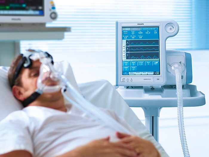 Patient is treated with Philips V60 Plus (opens in a new window)